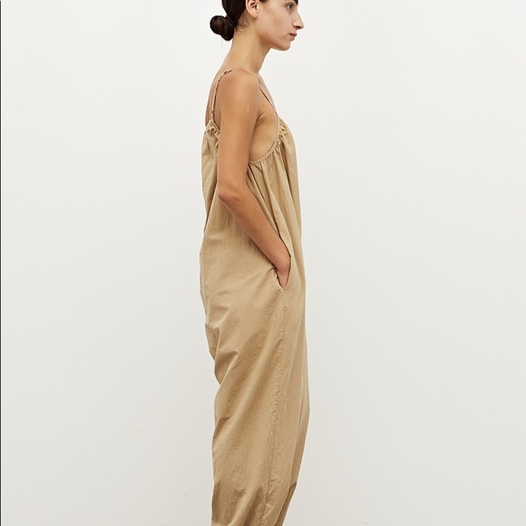 NWT Grade and Gather @ The King Kouture 100% Cotton Jumpsuit Caramel Brown Med - Picture 4 of 5